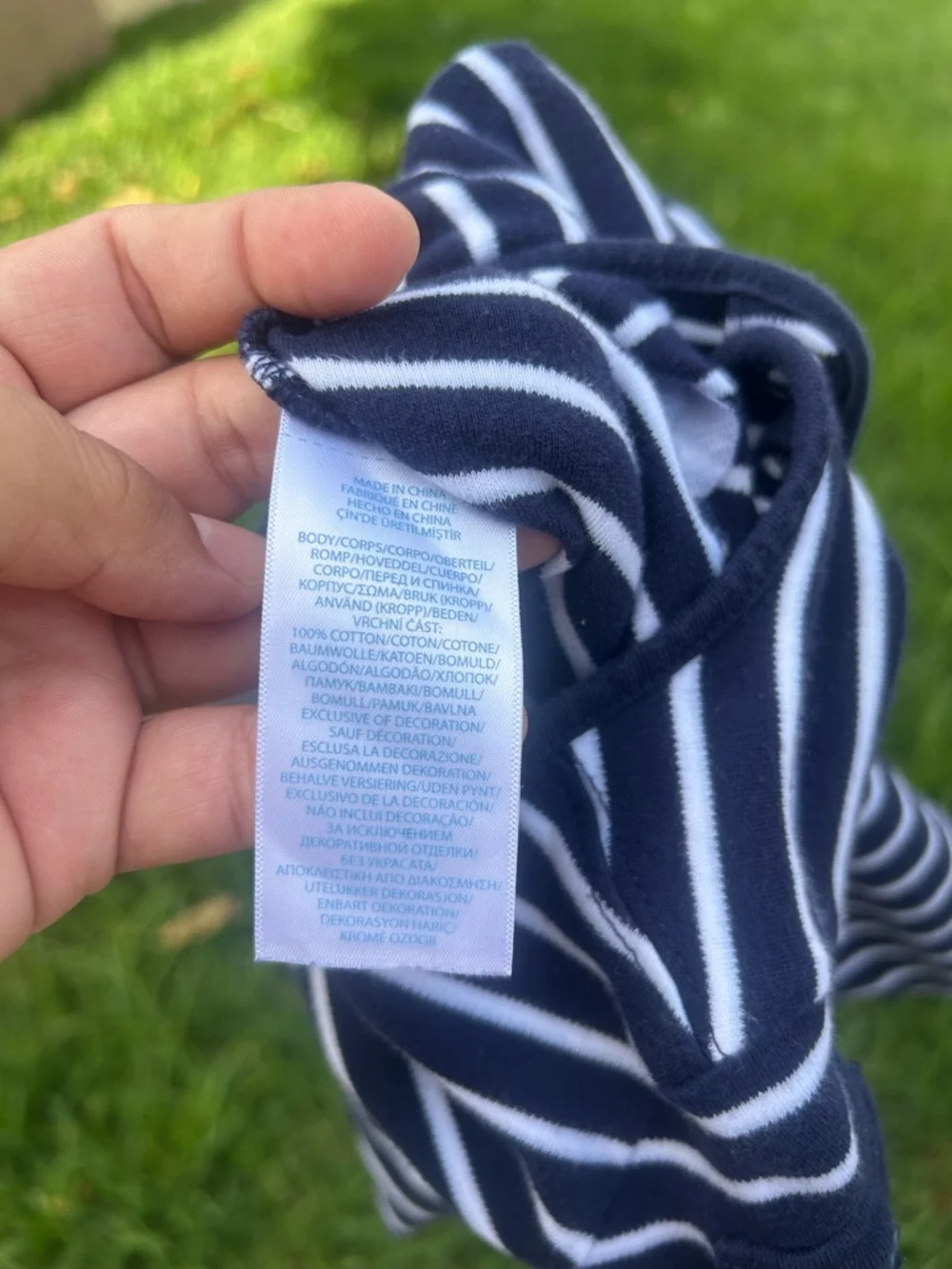 Ralph Lauren Navy & White Striped Baby Footie